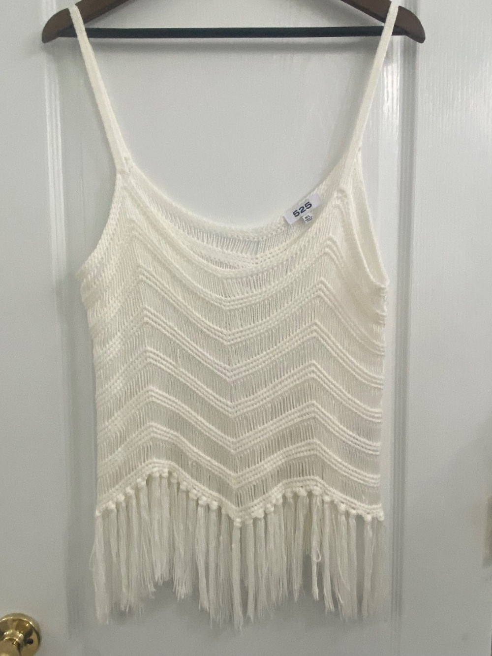 525 White Fringe Tank Top